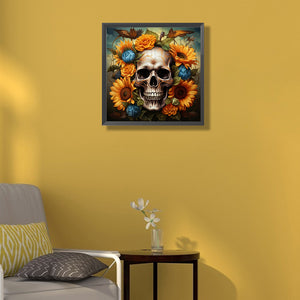 Flower Skull 50X50CM(Canvas) Full Round Drill Diamond Painting