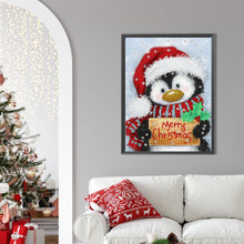 Load image into Gallery viewer, Penguin Holding Christmas Sign 30X40CM(Canvas) Partial Special Shaped Drill Diamond Painting
