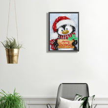 Load image into Gallery viewer, Penguin Holding Christmas Sign 30X40CM(Canvas) Partial Special Shaped Drill Diamond Painting
