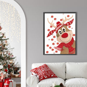 Christmas Deer 30X40CM(Canvas) Partial Special Shaped Drill Diamond Painting