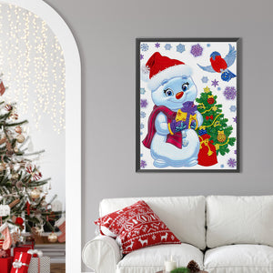 Snowman 30X40CM(Canvas) Partial Special Shaped Drill Diamond Painting