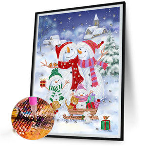 Snowman 30X40CM(Canvas) Partial Special Shaped Drill Diamond Painting