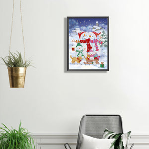 Snowman 30X40CM(Canvas) Partial Special Shaped Drill Diamond Painting