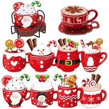 Load image into Gallery viewer, 8 PCS Wooden Diamond Painting Art Coasters Kits with Holder (Christmas Cup)
