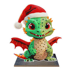 Wooden Desktop Diamond Art Kits Xmas Office Desktop Decor (Christmas Dragon #2)