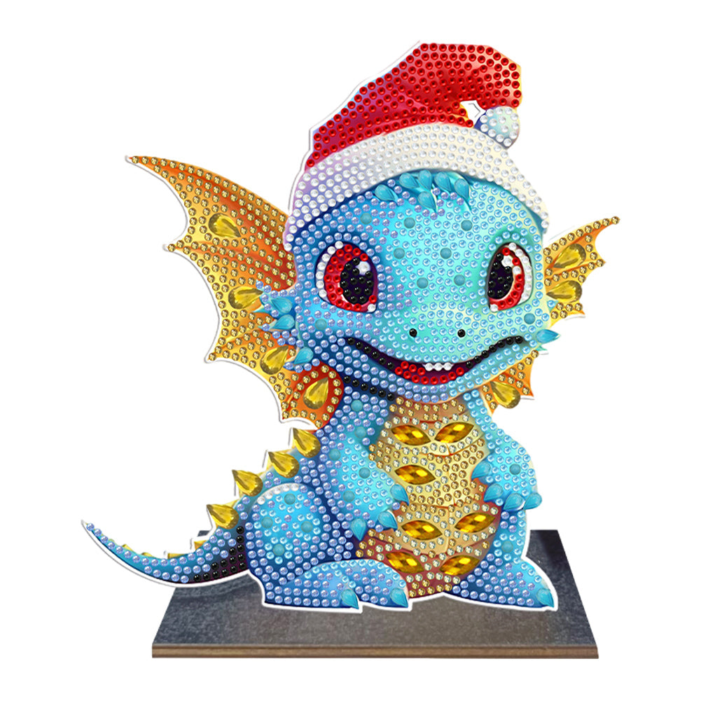 Wooden Desktop Diamond Art Kits Xmas Office Desktop Decor (Christmas Dragon #3)