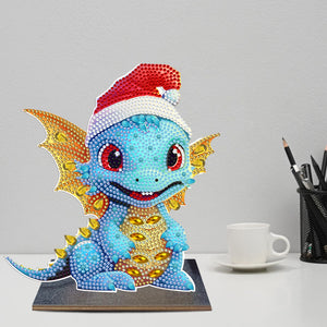 Wooden Desktop Diamond Art Kits Xmas Office Desktop Decor (Christmas Dragon #3)