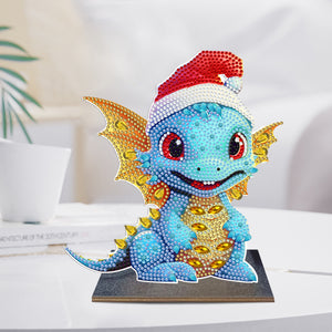 Wooden Desktop Diamond Art Kits Xmas Office Desktop Decor (Christmas Dragon #3)