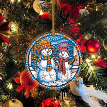 Load image into Gallery viewer, 8 PCS Acrylic Single-Sided DIY Diamond Painting Hanging Pendant (Snowman Fox)
