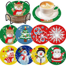 Load image into Gallery viewer, 8 PCS Wooden Diamond Painting Coasters with Holder for Adult Kid (Christmas #10)
