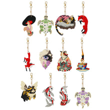 Load image into Gallery viewer, 12 PCS Fox Cat Double Sided Diamond Painting Keychain for Beginners Adults Kids
