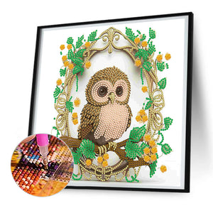 Garland Owl 30*30CM(Canvas) Partial Special Shaped Drill Diamond Painting