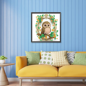 Garland Owl 30*30CM(Canvas) Partial Special Shaped Drill Diamond Painting