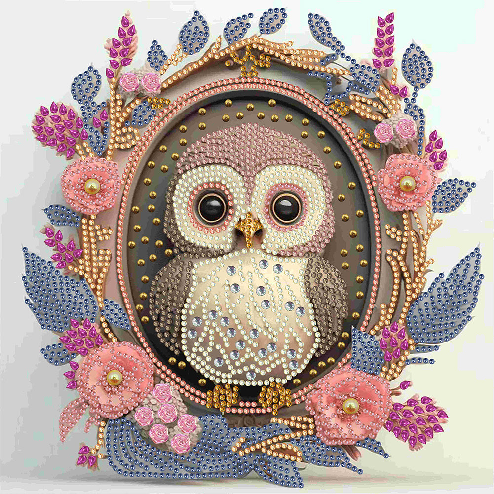 Garland Owl 30*30CM(Canvas) Partial Special Shaped Drill Diamond Painting