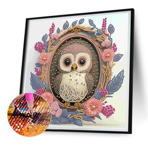 Garland Owl 30*30CM(Canvas) Partial Special Shaped Drill Diamond Painting