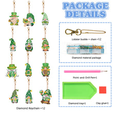 Load image into Gallery viewer, 12 PCS Gnome Double Sided Special Shape Diamond Painting Keychain Pendant(Green)
