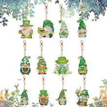 Load image into Gallery viewer, 12 PCS Gnome Double Sided Special Shape Diamond Painting Keychain Pendant(Green)
