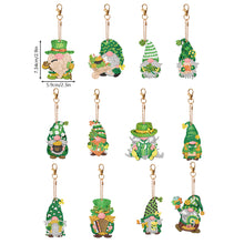 Load image into Gallery viewer, 12 PCS Gnome Double Sided Special Shape Diamond Painting Keychain Pendant(Green)
