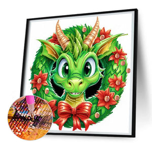 Green Little Dinosaur 30*30CM(Canvas) Partial Special Shaped Drill Diamond Painting