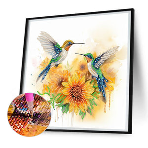 Birds In Flowers 30*30CM(Canvas) Partial Special Shaped Drill Diamond Painting