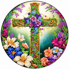 Load image into Gallery viewer, Flower Cross 30*30CM(Canvas) Partial Special Shaped Drill Diamond Painting
