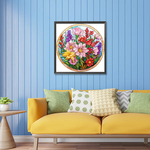 Blooming Flowers 30*30CM(Canvas) Partial Special Shaped Drill Diamond Painting