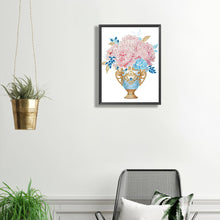 Load image into Gallery viewer, Pink Blue Vase 30*40CM(Canvas) Partial Special Shaped Drill Diamond Painting
