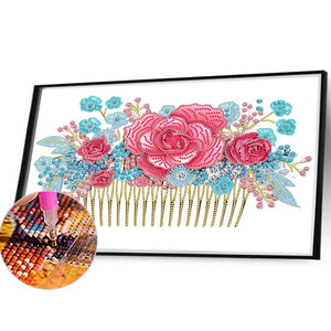 Pink Blue Comb 40*30CM(Canvas) Partial Special Shaped Drill Diamond Painting