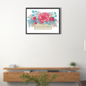 Pink Blue Comb 40*30CM(Canvas) Partial Special Shaped Drill Diamond Painting