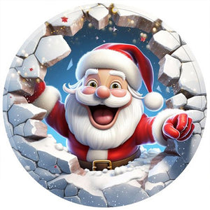 Christmas Characters Cracking Cracks In Wall 45X45CM(Canvas) Full AB Round Drill Diamond Painting