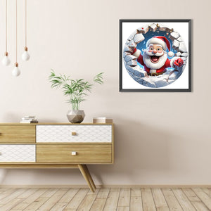 Christmas Characters Cracking Cracks In Wall 45X45CM(Canvas) Full AB Round Drill Diamond Painting