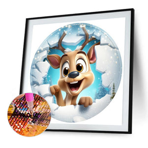 Christmas Characters Cracking Cracks In Wall 45X45CM(Canvas) Full AB Round Drill Diamond Painting