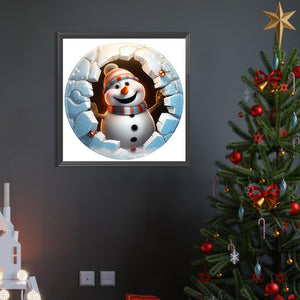 Christmas Characters Cracking Cracks In Wall 45X45CM(Canvas) Full AB Round Drill Diamond Painting