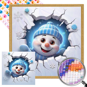 Christmas Characters Cracking Cracks In Wall 45X45CM(Canvas) Full AB Round Drill Diamond Painting