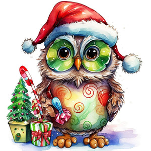 Christmas Owl 45X45CM(Canvas) Full AB Round Drill Diamond Painting