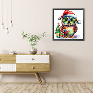 Christmas Owl 45X45CM(Canvas) Full AB Round Drill Diamond Painting