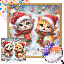 Load image into Gallery viewer, Christmas Kitten 45X45CM(Canvas) Full AB Round Drill Diamond Painting
