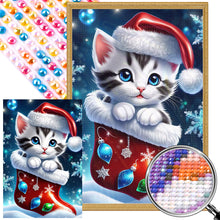 Load image into Gallery viewer, Christmas Stocking Cat 45X65CM(Canvas) Full AB Round Drill Diamond Painting
