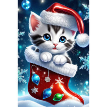 Load image into Gallery viewer, Christmas Stocking Cat 45X65CM(Canvas) Full AB Round Drill Diamond Painting
