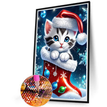 Load image into Gallery viewer, Christmas Stocking Cat 45X65CM(Canvas) Full AB Round Drill Diamond Painting
