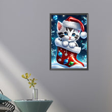 Load image into Gallery viewer, Christmas Stocking Cat 45X65CM(Canvas) Full AB Round Drill Diamond Painting
