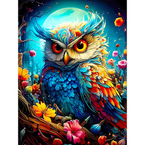 Colorful Owl 30X40CM(Canvas) Full Round Drill Diamond Painting