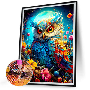 Colorful Owl 30X40CM(Canvas) Full Round Drill Diamond Painting