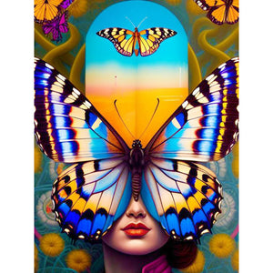 Butterfly Lady 30X40CM(Canvas) Full Round Drill Diamond Painting