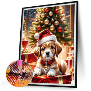 Christmas Puppy 30X40CM(Canvas) Full Round Drill Diamond Painting