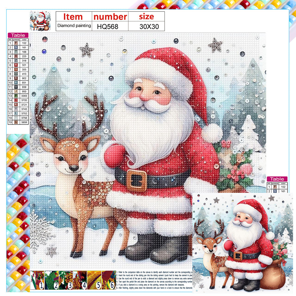 Snow Santa Claus 30X30CM(Canvas) Full Square Drill Diamond Painting