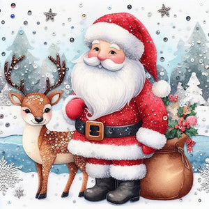 Snow Santa Claus 30X30CM(Canvas) Full Square Drill Diamond Painting