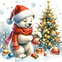 Load image into Gallery viewer, Winter White Bear And Christmas Tree 30X30CM(Canvas) Full Square Drill Diamond Painting
