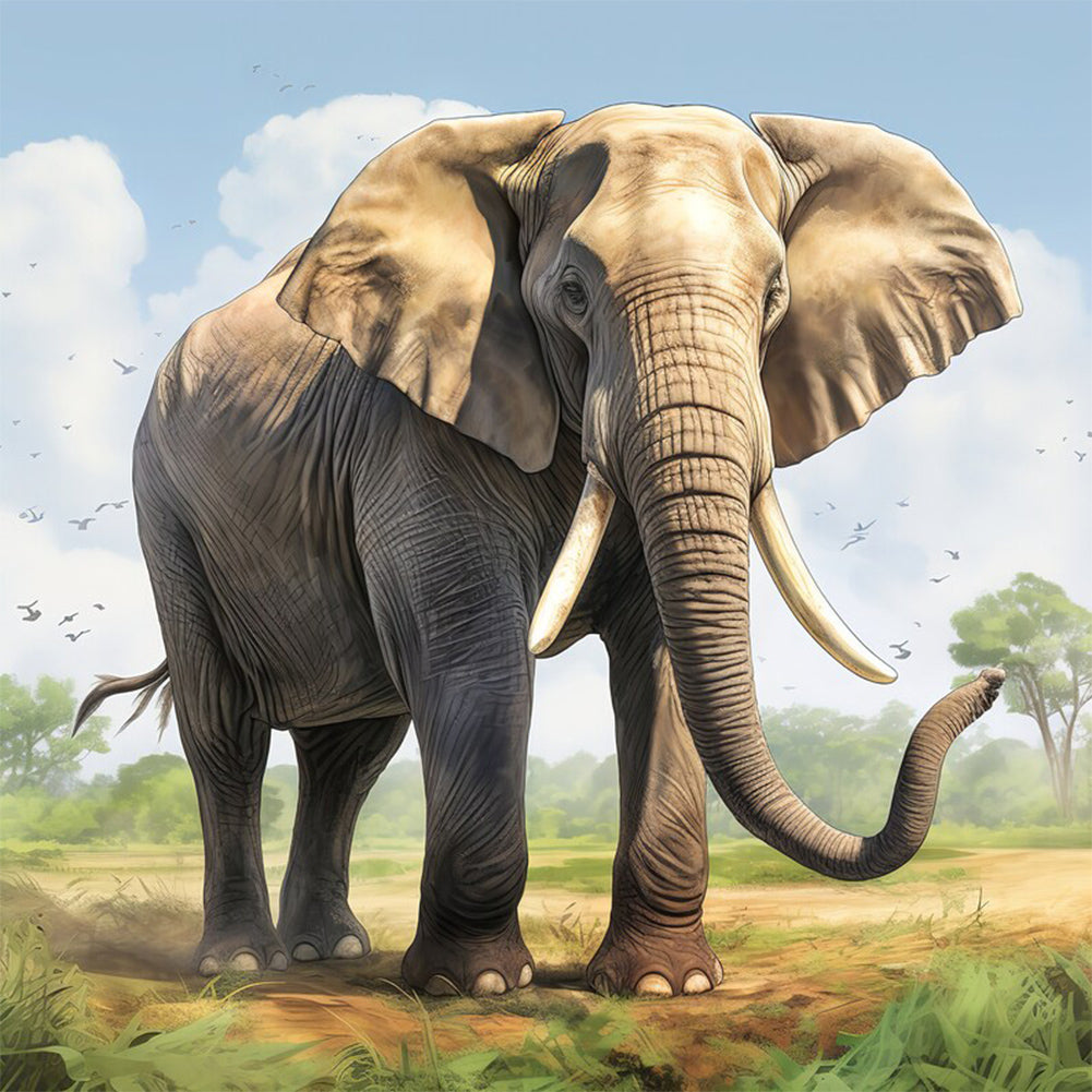 Elephant 35X35CM(Canvas) Full Round Drill Diamond Painting