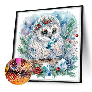 Winter Owl 30X30CM(Canvas) Partial Special Shaped Drill Diamond Painting